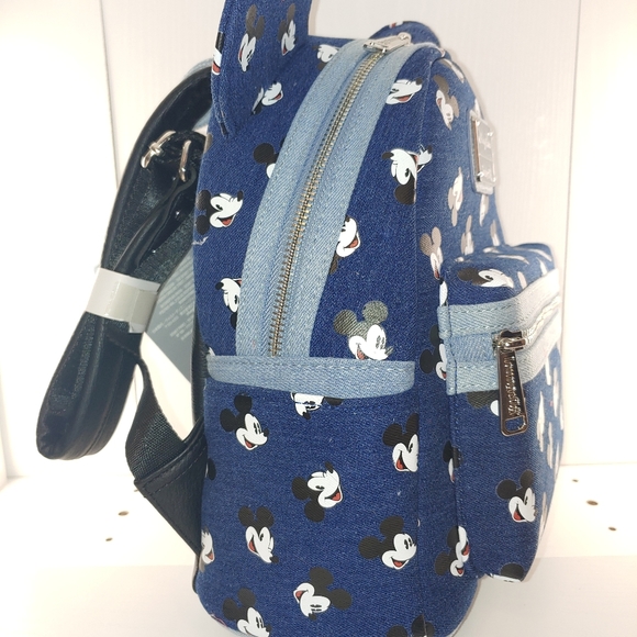 Loungefly Mickey Mouse Denim Backpack - Picture 7 of 7